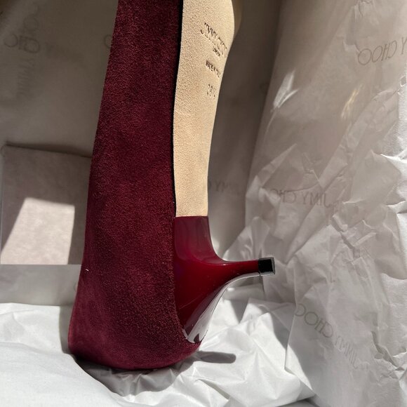 Jimmy Choo Amelia Suede Kitten-Heel Pumps in Burgundy NIB, Size 38.5 - Picture 11 of 11